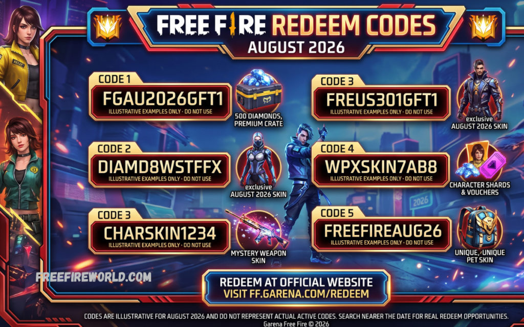 Free Fire Redeem Codes August 2026